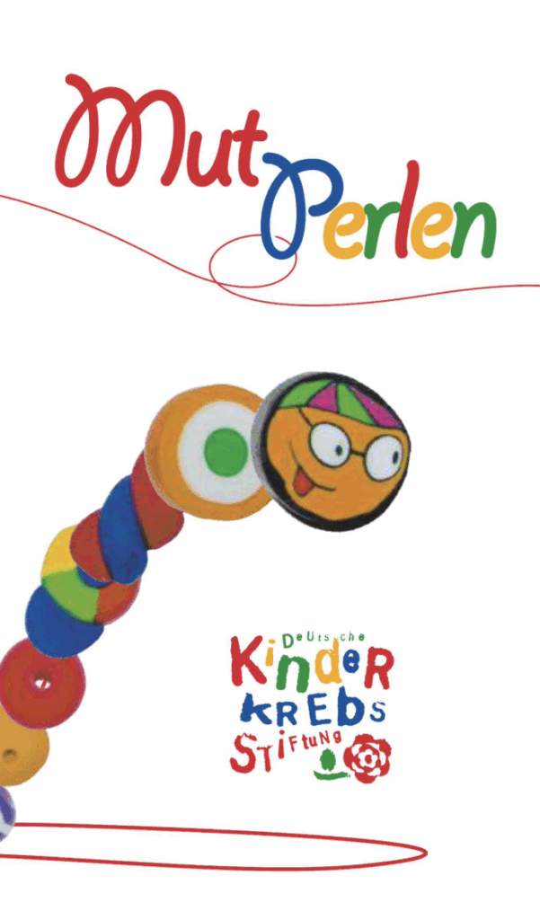 Bunte Perlen auf einer Schnur. Text: Mut-Perlen